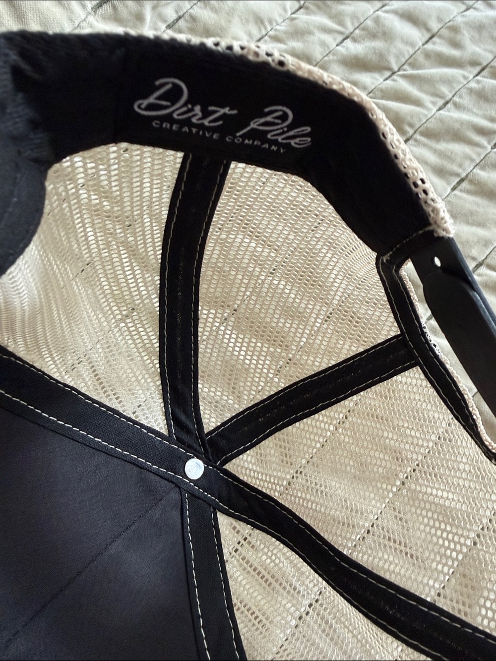 Dang Script Logo Trucker Hat - Cream & Black - Picture 4 of 4